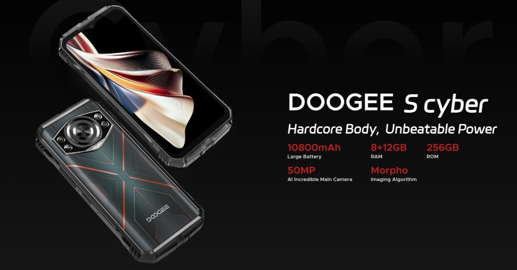 DOOGEE S Cyber CPU T606 120Hz 6,58 polegadas Android 14 10800mAh três provas 4G telefone 20GB RAM 256GB ROM Smartphone 【Impostos incluídos】