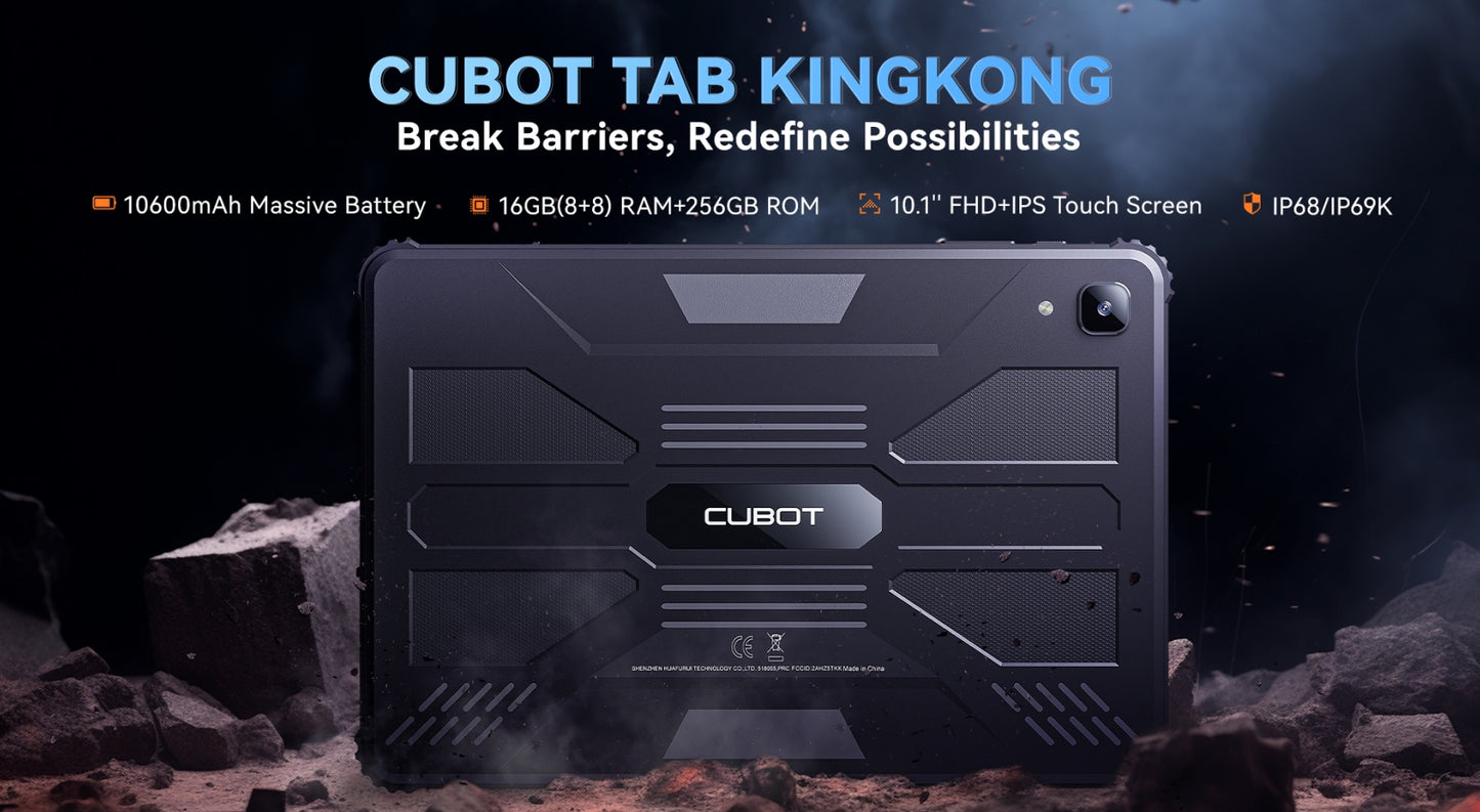 Cubot TAB KINGKONG Smart Tablet Helio MT8788 120Hz Tela de 10,1 polegadas 4G robusto tablet inteligente 16GB de memória 256GB ROM 【Impostos incluídos】