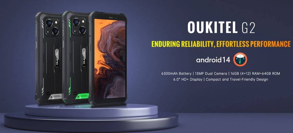 2025 OUKITEL G2 Smartphone CPU T606 120Hz 6.0 Polegadas 4G Smartphone Robusto 4GB RAM 64GB ROM 【Impostos incluídos】