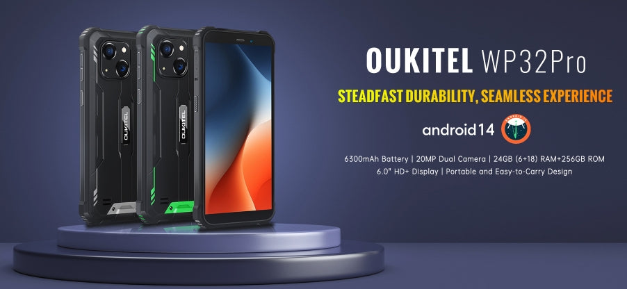 2025 OUKITEL WP32 PRO Smartphone CPU T606 120Hz 6,0 polegadas NFC 4G Smartphone robusto 6GB RAM 256GB ROM Smartphone 【Impostos incluídos】