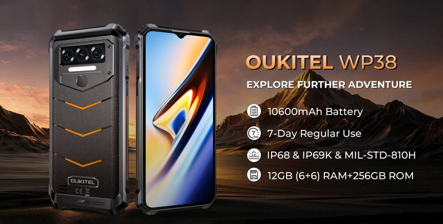 2025 OUKITEL WP38 Smartphone CPU MT8788 120Hz 6,52 polegadas 10600MAH Bateria grande 4G Smartphone robusto 6GB RAM 256GB ROM Smartphone 【Impostos incluídos】