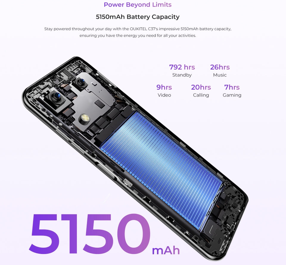 2025 OUKITEL C37 Smartphone CPU MTK8788 120Hz 6.6 inch 4G Cost-effective Smartphone 6GB RAM 256GB ROM 【Impostos incluídos】