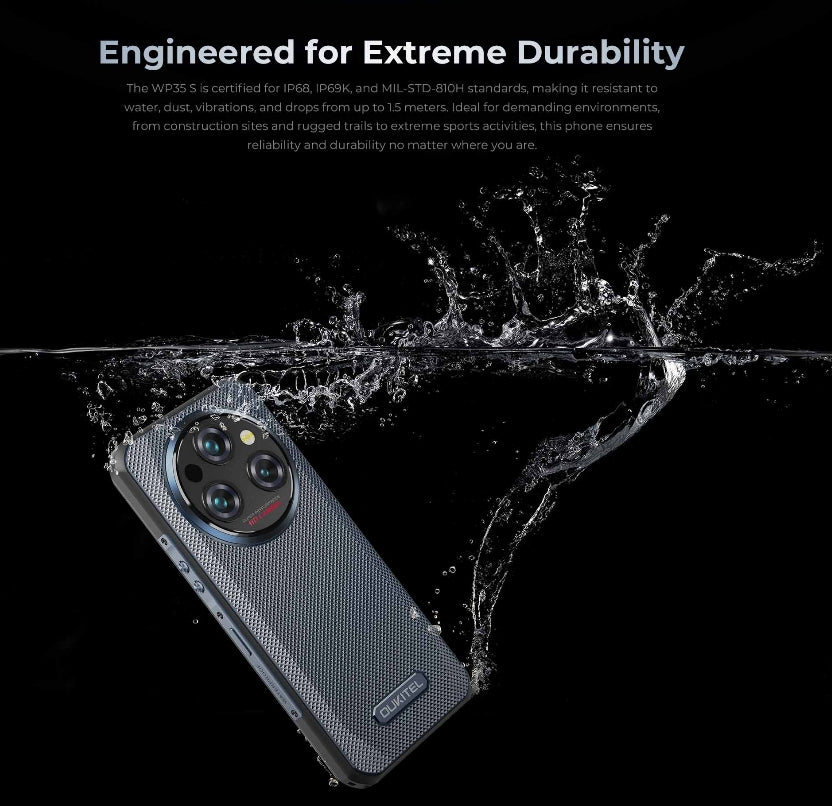 2025 OUKITEL WP35S Smartphone CPU MediaTek Helio G85 120Hz 6,56 polegadas 4G Smartphone robusto Bom para aventura Bom para negócios 6 GB de RAM 256 GB de ROM Smartphone 【Impostos incluídos】