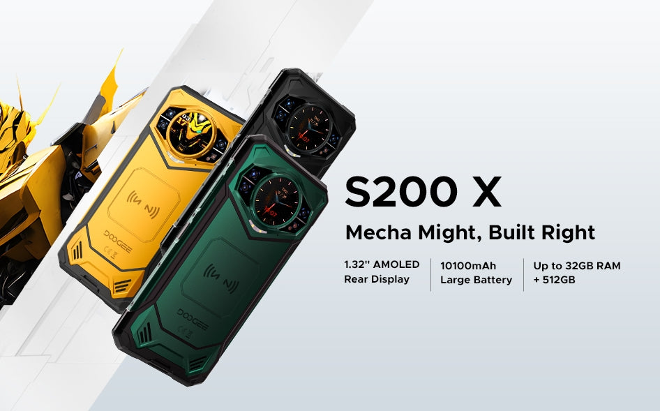 2025 DOOGEE S200X CPU: Dimensity 7050 120 Hz 6,72 polegadas integrado Tela traseira AMOLED de 1,32 polegadas 10100mAh bateria grande 12GB RAM 512GB ROM smartphone 【Impostos incluídos】