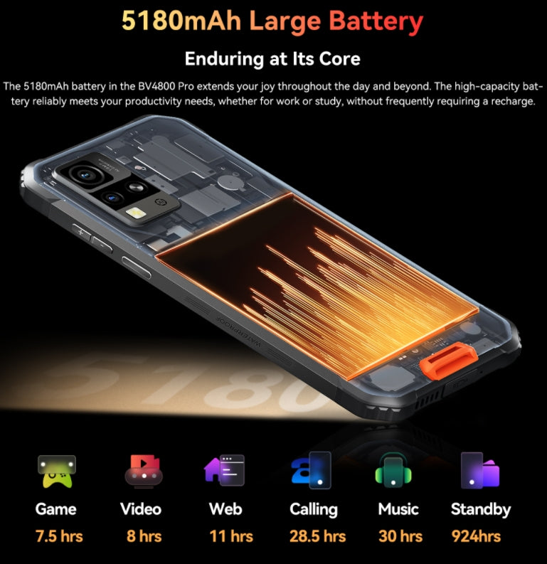 Blackview BV4800 Pro CPU:T606 &nbsp;120Hz Tela de 6,56 polegadas &nbsp;4G Smartphone robusto construído para o espírito aventureiro 4 GB de RAM &nbsp;128 GB de ROM 【Impostos incluídos】