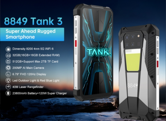 8849 TANK 3 Dimensão da CPU 8200 120Hz Banda de frequência global 5G de 6,79 polegadas 23800mAh Tela grande de 6,79 polegadas Smartphone triplo de 16 GB + 512 GB 16 GB de RAM 512 GB de ROM