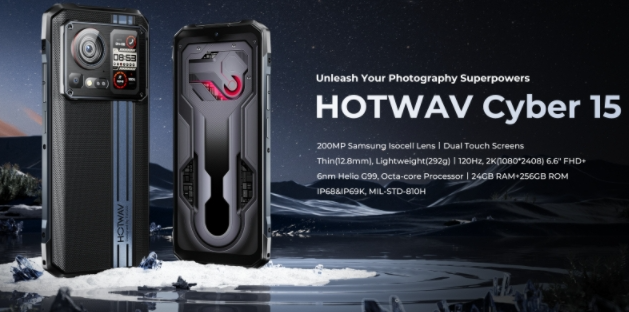 HOTWAV Cyber 15 Helio G99 120Hz tela de 6,6 polegadas 4G triplo prova smartphone 12GB RAM 256GB ROM 【Impostos incluídos】