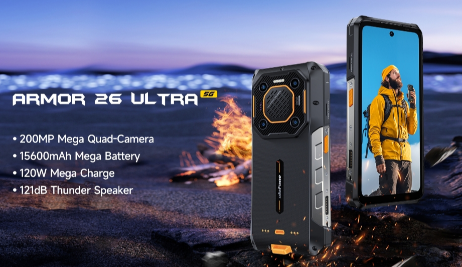 ULEFONE ARMOR 26 ULTRA SENTRO INTERCOM, CPU Dimensidade 8020 120Hz 6,78 polegadas 5G Banda de frequência global 12+12+512g Memória Anti-roubo 200 milhões de fase elemento 15600mAh Bateria de três provas do smartphone de prova 【Impostos incluídos】