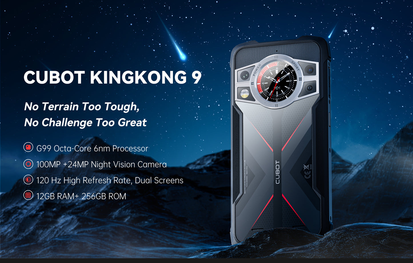 2025 Cubot KingKong 9 Smartphone Helio G99 120Hz Tela de 6,583 polegadas Smartphone robusto 12 GB de RAM 256 GB de ROM Câmera de 100 MP Smartphone NFC 【Impostos incluídos】