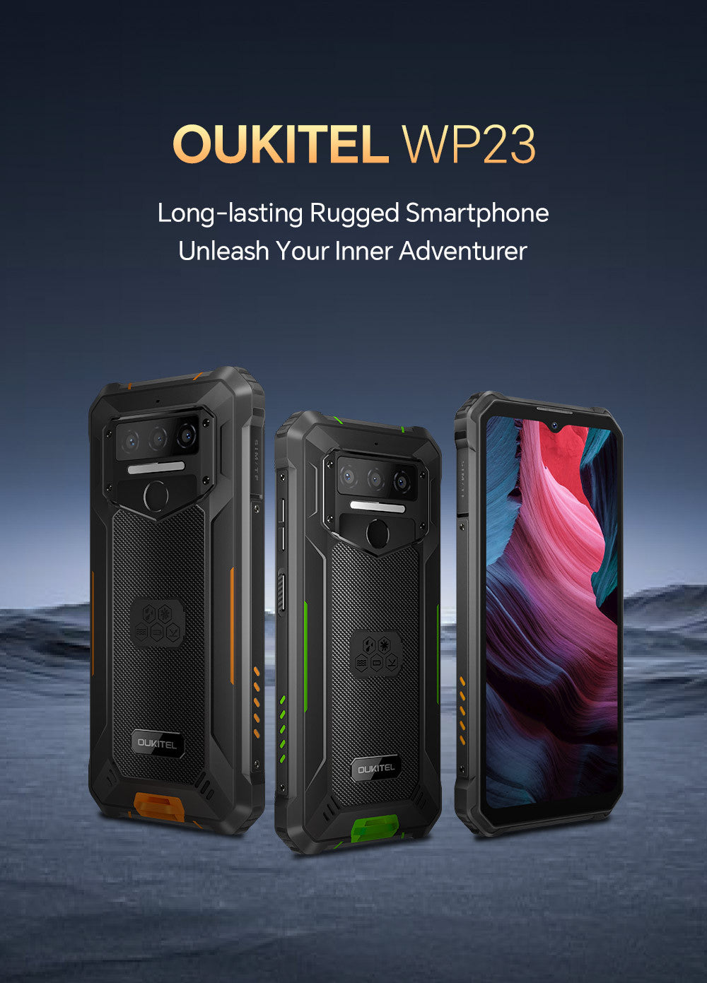 2025 OUKITEL WP23 Smartphone CPU MT6765 120Hz 6,517 polegadas 10600MA Bateria grande 4G NFC Smartphone robusto 4GB RAM 64GB ROM Smartphone 【Impostos incluídos】